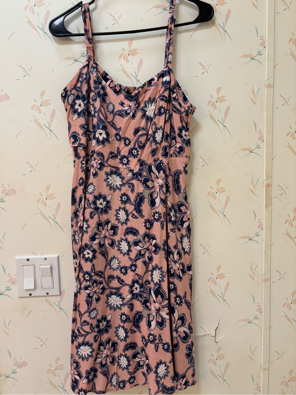 torrid Pink Floral Midi Dress with Navy Print